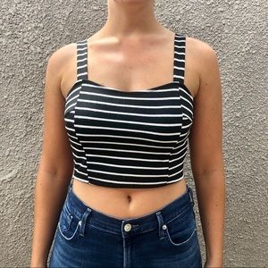 Black and white striped crop top
